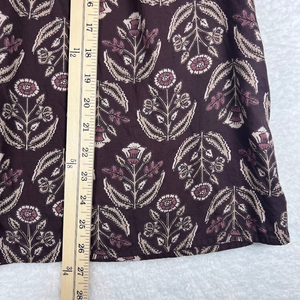 Pure Jill J. Jill Womens Large Plum Floral Woodblock Print V-Neck Blouse Top L - Picture 4 of 6